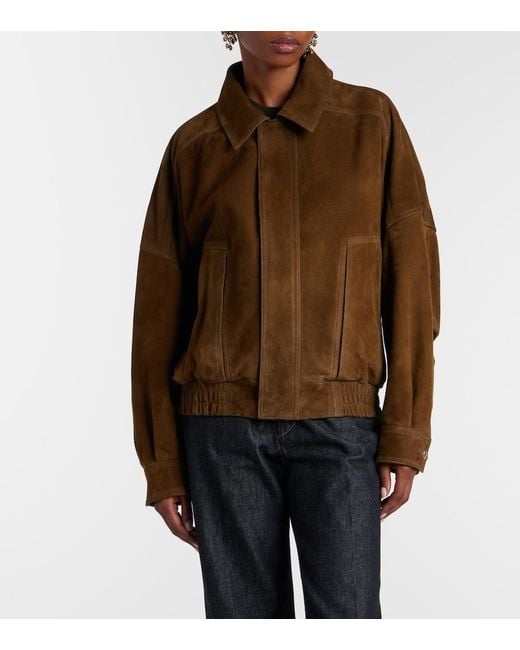 Nour Hammour Brown Dalma Suede Blouson Jacket