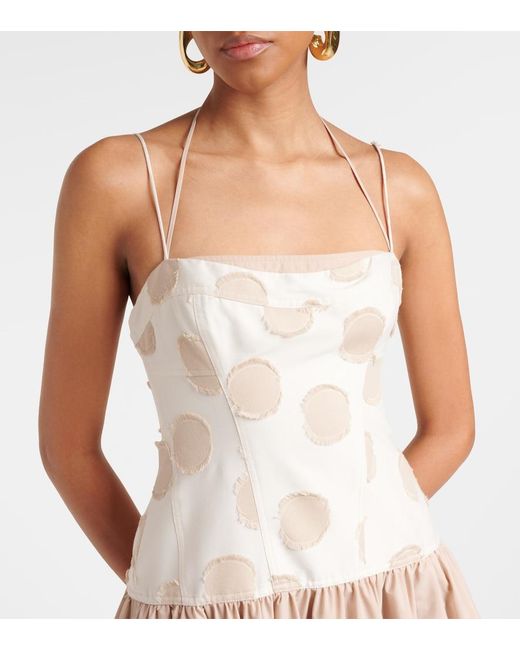 Jonathan Simkhai Natural Pfeiffer Polka-Dot Midi Dress
