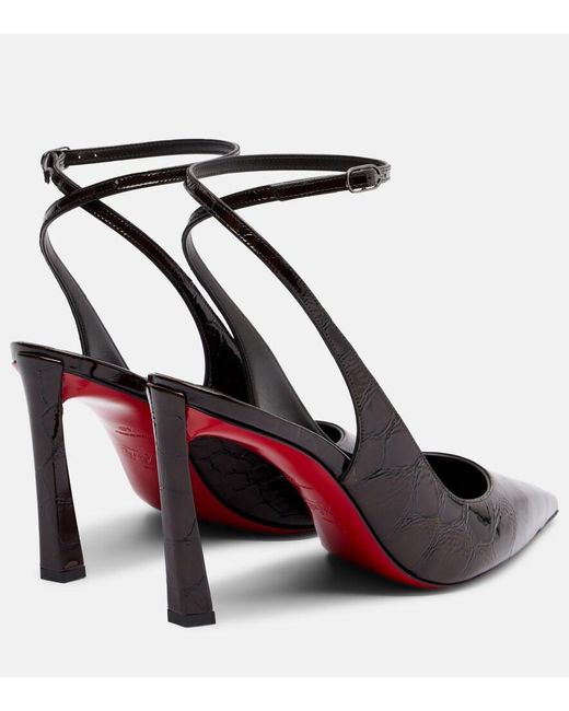 Christian Louboutin Black Condora 85 Croc-Effect Slingback Pumps