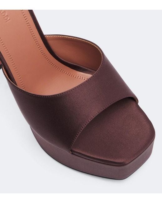 AMINA MUADDI Brown Dalida Satin Platform Mules