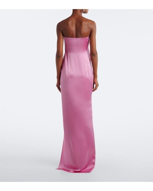 The Sei Pink Draped Strapless Silk Satin Gown