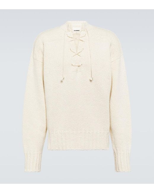 Jil Sander Pullover Aus Wolle Und Seide in Natural für Herren
