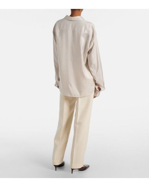 Khaite Natural Agro Striped Silk Shirt
