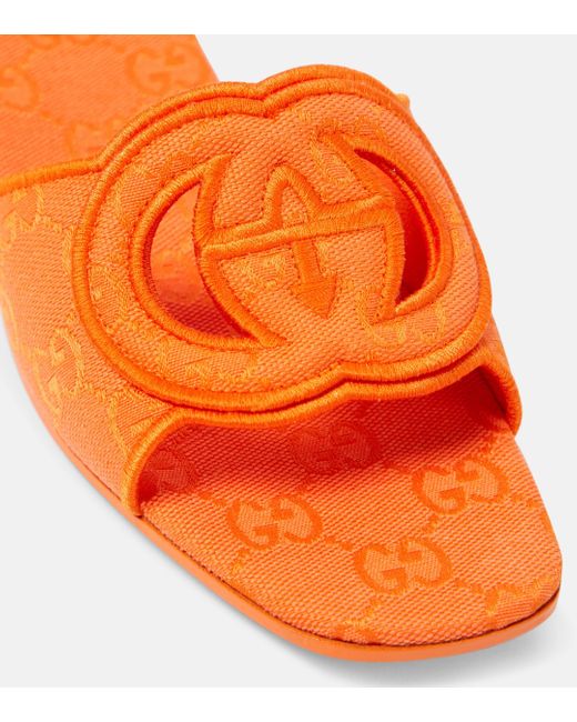 Gucci Orange Interlocking G Slide Sandal