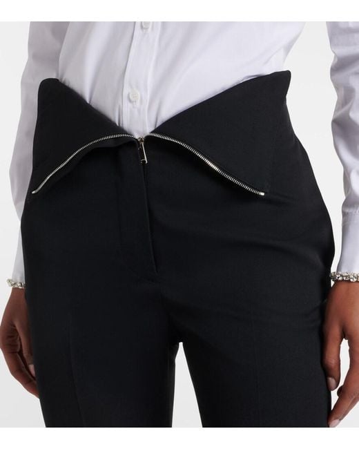 McQueen Black Wool Bootcut Pants