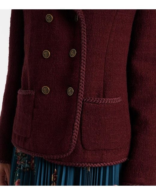 Etro Purple Double-Breasted Wool And Mohair Jacket