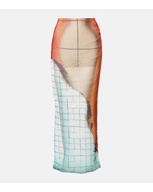 Jean Paul Gaultier Green Fire Tulle Maxi Skirt
