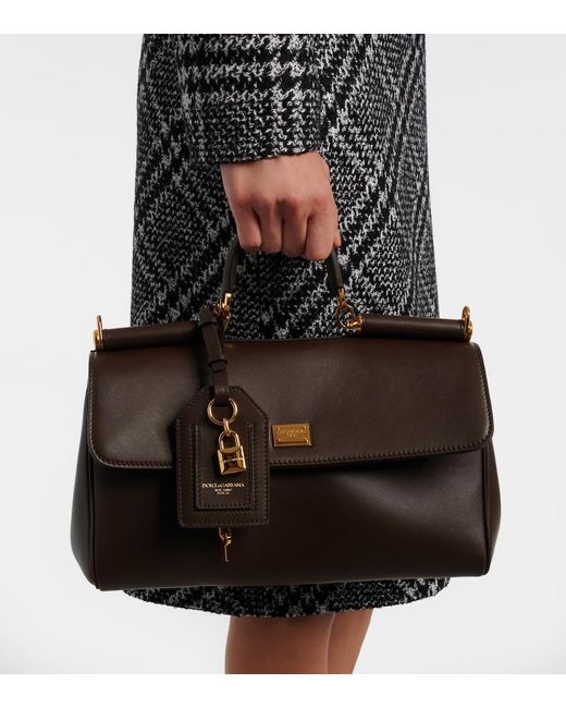 Dolce & Gabbana Black My Sicily Medium Leather Tote Bag