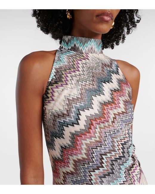 Missoni White Zig Zag Embellished Lame Minidress