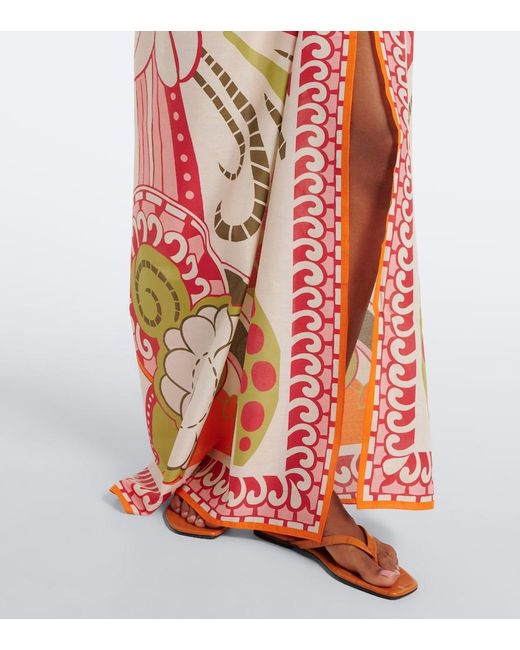 LaDoubleJ Red Printed Cotton Beach Cover-Up