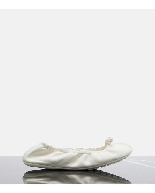 Bottega Veneta White Fantasmina Knot Leather Ballet Flats