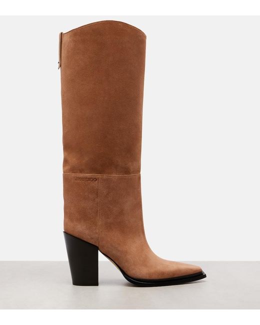 Jimmy Choo Brown Cece 80 Suede Knee-High Boots