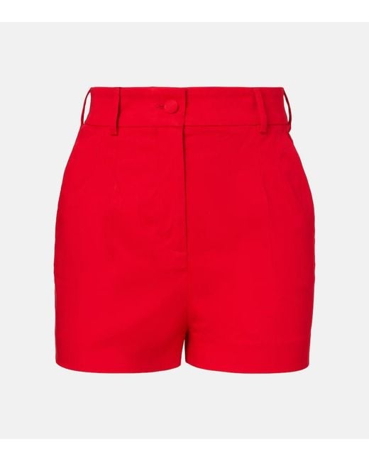 Dolce & Gabbana Red High-Rise Cotton-Blend Shorts