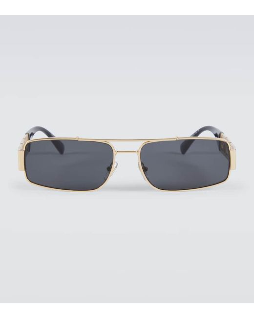 Versace Blue Greca Rectangular Sunglasses for men