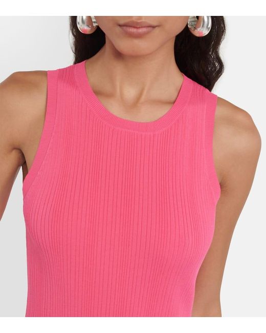 FRAME Pink Midikleid Aus Rippstrick