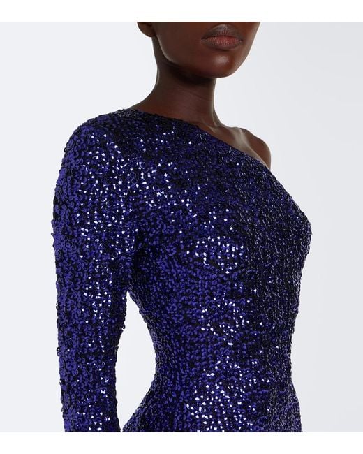 Gucci Purple Sequined One-Shoulder Silk Gown