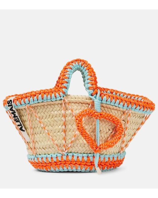 ALÉMAIS Orange Luis Mini Macrame Basket Bag