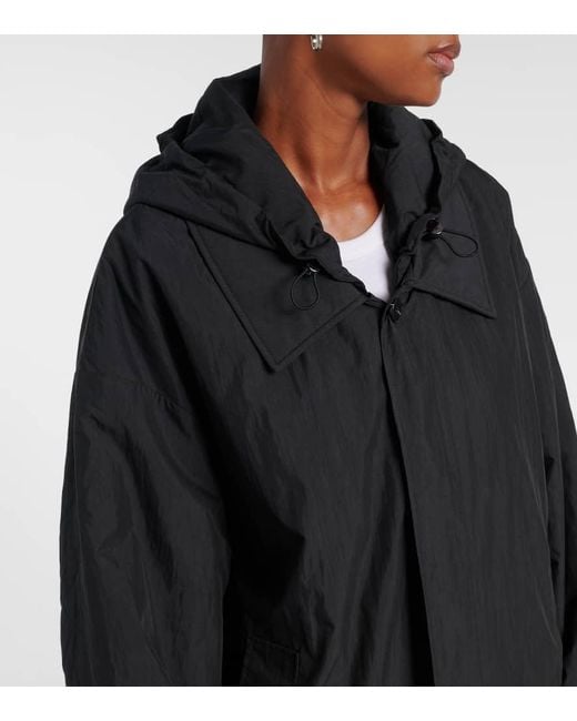 AYA MUSE Black Hooded Cotton-Blend Coat