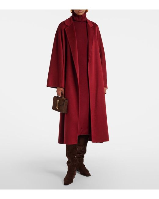Max Mara Red Ludmilla Cashmere Wrap Coat