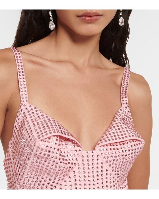 Vestido bustier corto Hotfix con cristales Area de color Pink