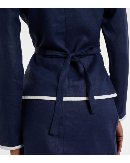 Faithfull The Brand Blue Molly Linen Blazer
