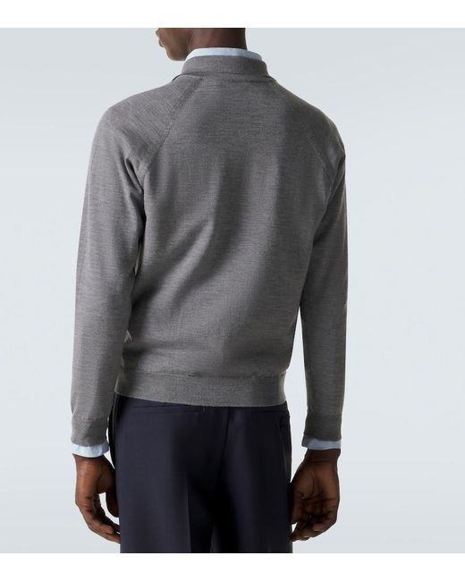 Miu Miu Gray Virgin Wool Polo Sweater for men