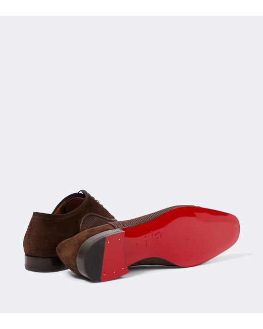 Christian Louboutin Brown Greggo Leather-Trimmed Suede Oxford Shoes for men