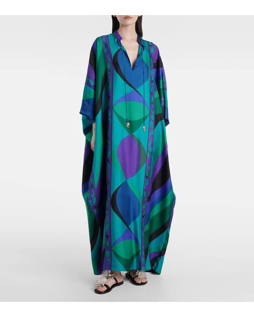 Emilio Pucci Blue Kaftan Iride Aus Seide