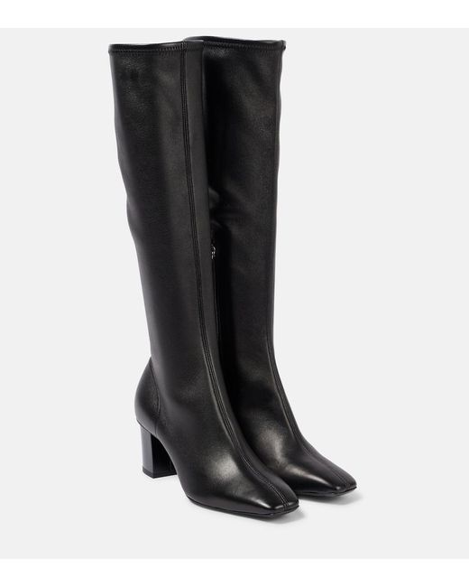 Max Mara Black Stretchy Leather Knee-High Boots