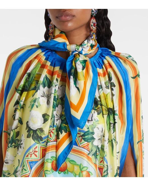 Dolce & Gabbana Green Bedrucktes Tuch Aus Seiden-Twill