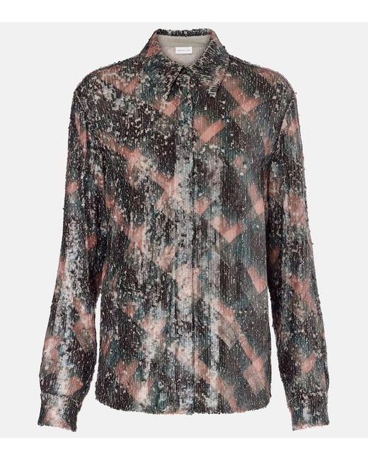Dries Van Noten Gray Squined Shirt