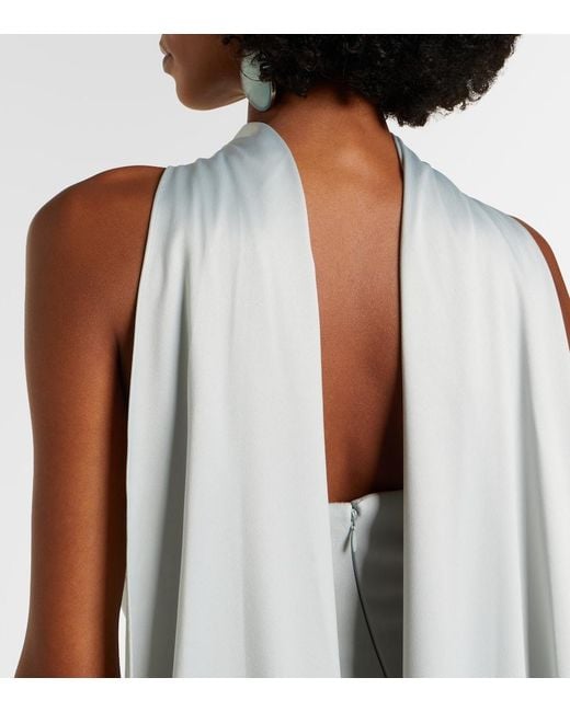 Solace London White Cece Halterneck Crepe And Satin Gown