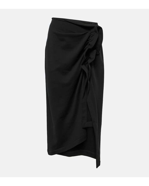 Falda midi de algodon fruncida Dries Van Noten de color Black