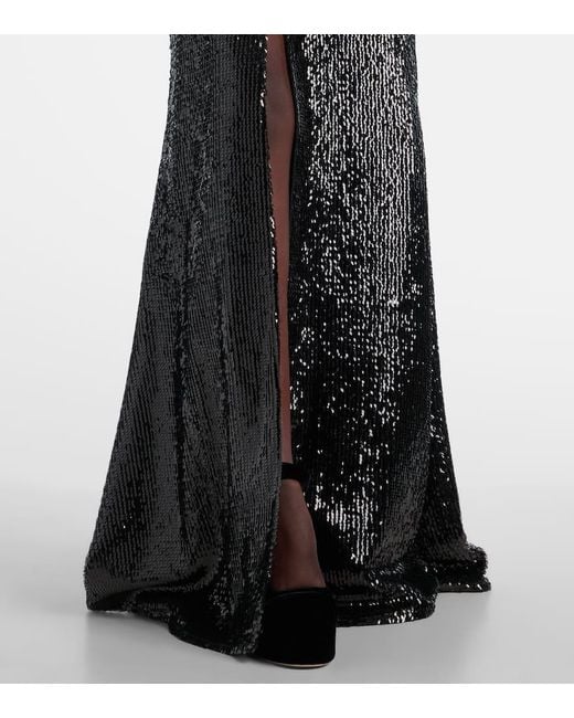 Elie Saab Black Verzierte Robe Aus Einem Seidengemisch