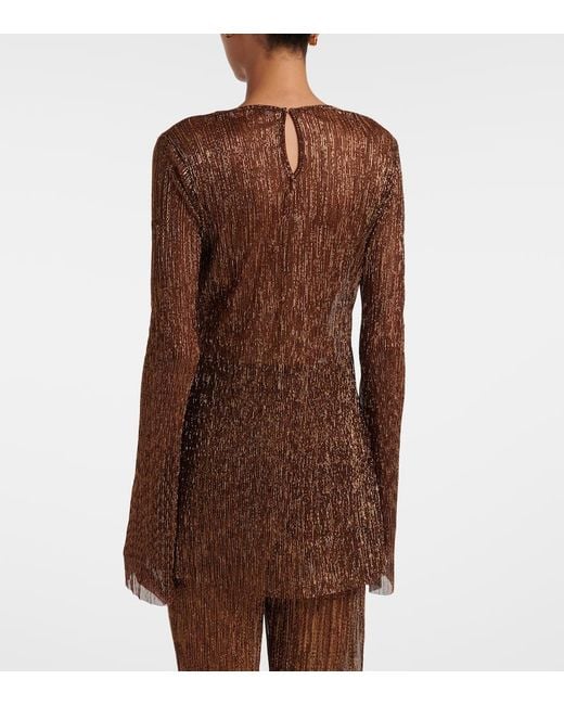Cala De La Cruz Brown Loretta Lame Top