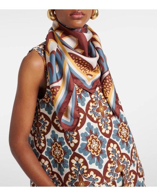 LaDoubleJ Red Printed Silk Twill Scarf