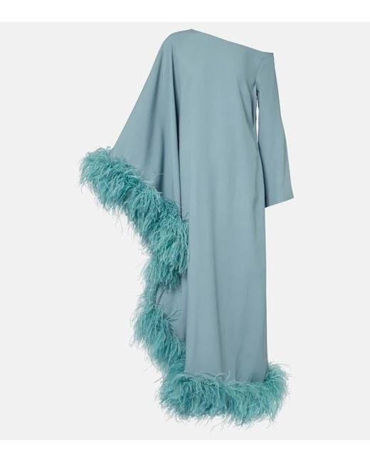 Vestido De Fiesta Ubud Extravaganza Con Plumas ‎Taller Marmo de color Blue