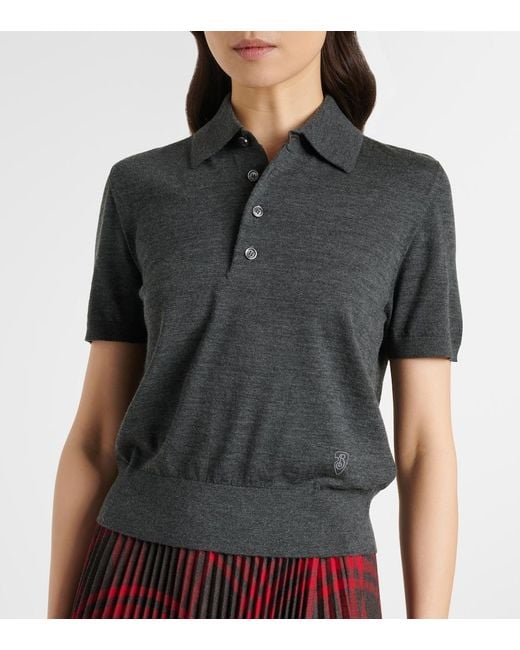 Burberry Gray Wool Polo Shirt