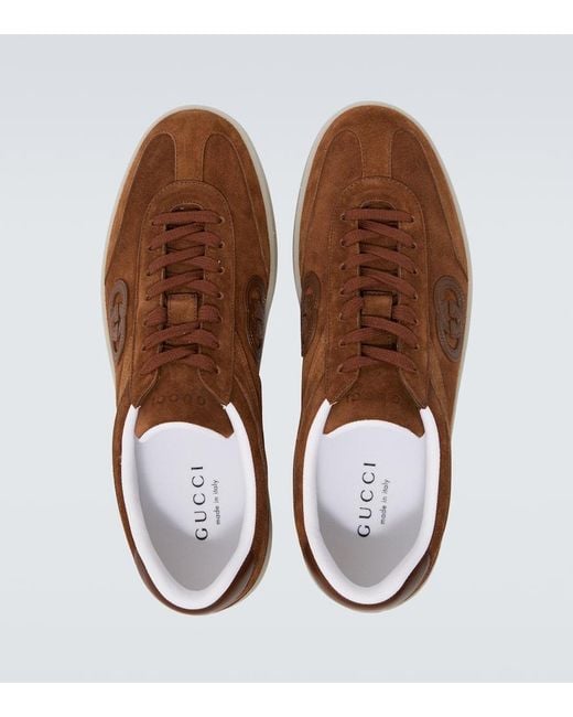Gucci Brown G75 Sneaker, Suede for men