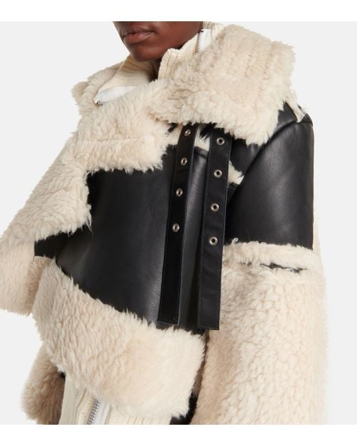 関送込み【sacai】Faux shearling-trimmed jacket Faux shearling-trimmed jacket in black - Sacai | Mytheresa