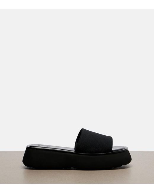 Gucci Black Gg Canvas Platform Slides