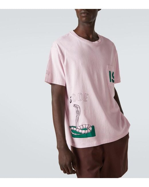 Bode Pink Cobra Printed Cotton Jersey T-Shirt for men