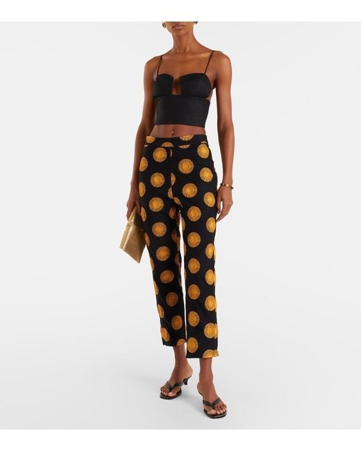 Cala De La Cruz Black Imperia Cutout Linen Crop Top