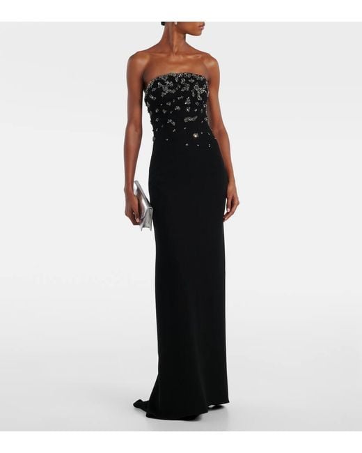 Marmar Halim Black Embellished Strapless Gown