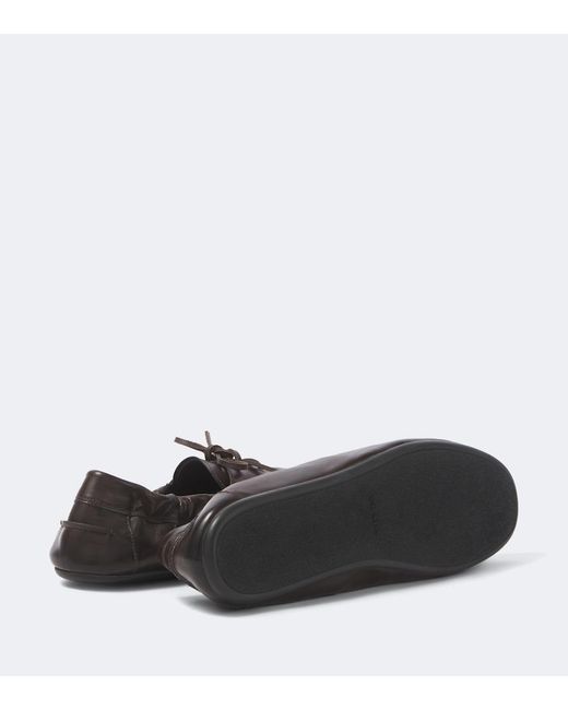 Prada Brown Shuffle Leather Boat Shoes for men