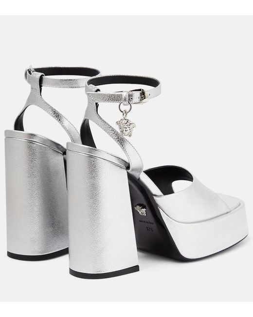 Versace Metallic Medusa Aevitas Leather Platform Sandals