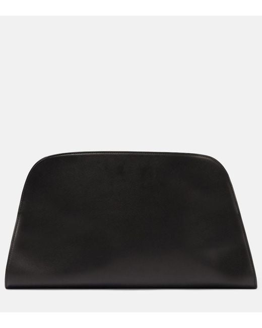 The Row Black Ew Margaux Leather Clutch