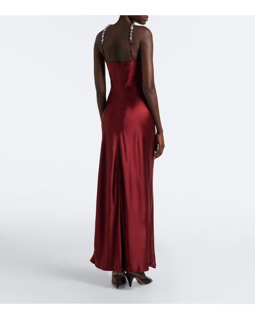 Staud Red Cadence Halterneck Satin Slip Dress