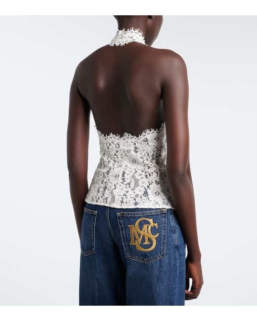 Stella McCartney White Halterneck Cotton-Blend Lace Top