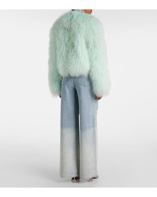 Self-Portrait Green Shearling Jacket